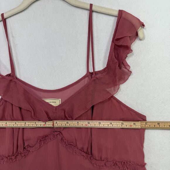 Moulinette Soeurs Dress Women 8 Pink Midi Fairy Coquette Ruffle Flowy Boho - Picture 10 of 15